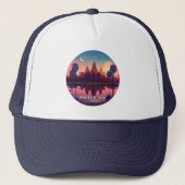 Angkor Wat Sunrise Cambodia Siem Reap Retro Trucker Pet (Voorkant)