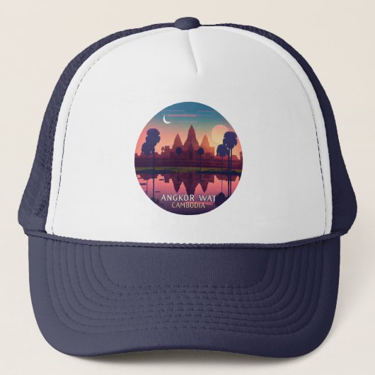 Angkor Wat Sunrise Cambodia Siem Reap Retro Trucker Pet (Voorkant)