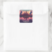 Angkor Wat Sunrise Cambodia Siem Reap Retro Vierkante Sticker (Tas)