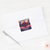 Angkor Wat Sunrise Cambodia Siem Reap Retro Vierkante Sticker (Envelop)