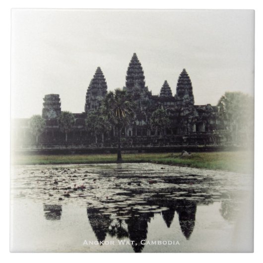 Angkor Wat Temple Cambodia Ceramic Tile Tegeltje (Voorkant)