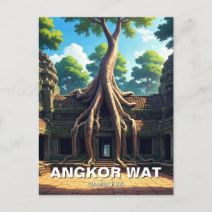 Angkor Wat Temple Tree Cambodja Briefkaart