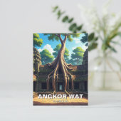 Angkor Wat Temple Tree Cambodja Briefkaart (Staand voorkant)