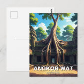 Angkor Wat Temple Tree Cambodja Briefkaart (Voorkant / Achterkant)