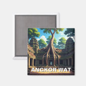 Angkor Wat Temple Tree Cambodja Magneet (Voorkant / Achterkant)