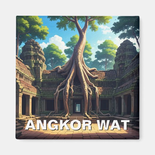 Angkor Wat Temple Tree Cambodja Magneet (Voorkant)