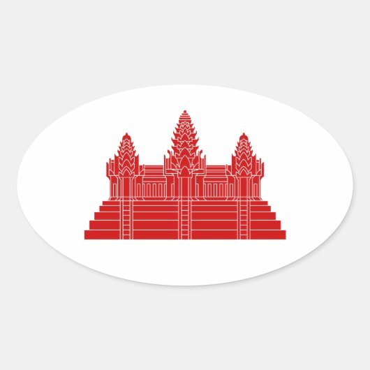 Angkor Wat Ver.2.0. Khmer Temple Ovale Sticker (Voorkant)