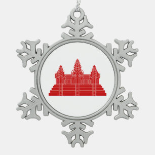 Angkor Wat Ver.2.0. Khmer Temple Tin Sneeuwvlok Ornament