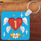 Angle Number One Heart Long Blonde Hair Princess Sleutelhanger (Achterkant)