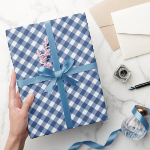 Angled Blue en White Gingham Cadeaupapier