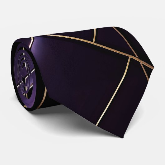 Angled Elegance - negro, morado, burdeos intenso Stropdas (Opgerold)