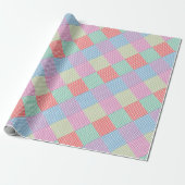 Angled Gingham Patchwork Cadeaupapier (Uitgerold)