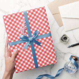 Angled rood en wit Gingham Cadeaupapier