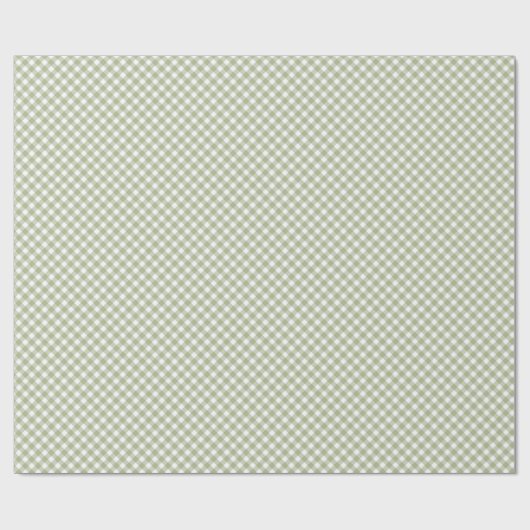 Angled Sage Green en White Gingham Cadeaupapier (Vlak)