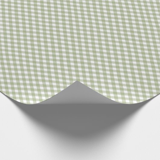 Angled Sage Green en White Gingham Cadeaupapier (Hoek)