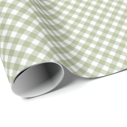 Angled Sage Green en White Gingham Cadeaupapier (Rol Hoek)