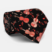 Angled Violins Muzieknoten Stropdas (Opgerold)