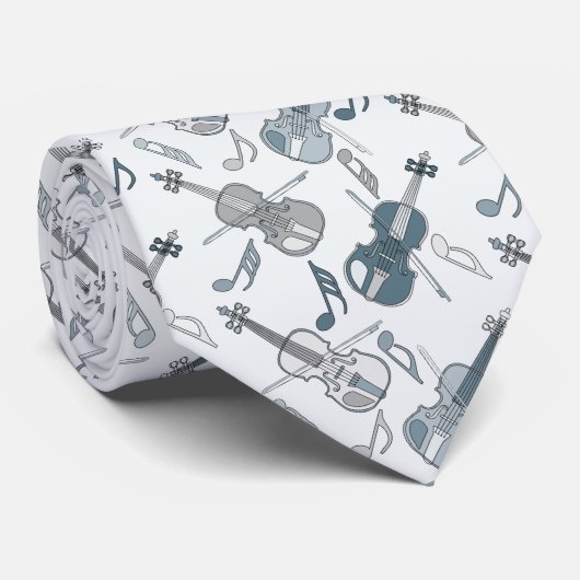 Angled Violins Muzieknoten Stropdas (Opgerold)