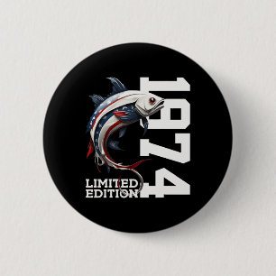 Angler 51st Birthday Gevist Limited Edition 1974 Ronde Button 5,7 Cm