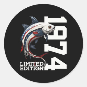 Angler 51st Birthday Gevist Limited Edition 1974 Ronde Sticker