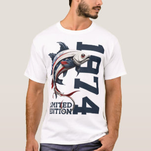 Angler 52e verjaardag vissen limited edition 1974 t-shirt