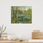 Angler en boot van Gogh op de Pont de Clichy Poster (Keuken)