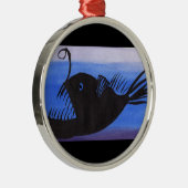 Angler Fish Silhouette Metalen Ornament (Rechts)