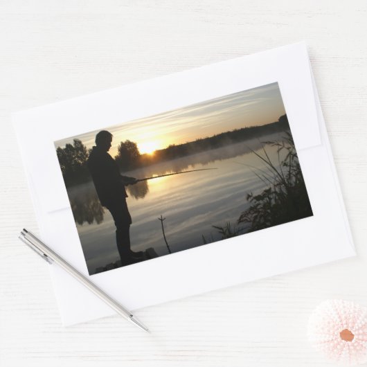 Angler Goedemorgen Rechthoekige Sticker (Envelop)