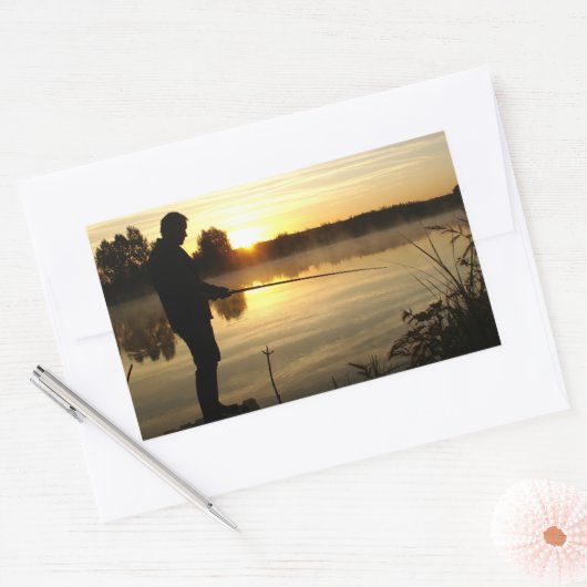 Angler Goedemorgen Rechthoekige Sticker (Envelop)