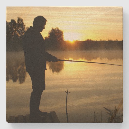 Angler Goedemorgen Stenen Onderzetter (Voorkant)