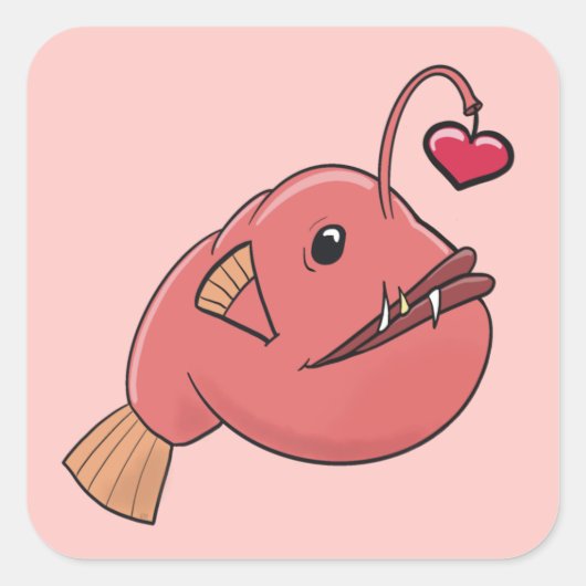 Angler uit liefde vierkante sticker (Voorkant)