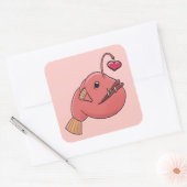Angler uit liefde vierkante sticker (Envelop)