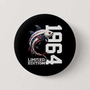 Angler Verjaardag Vissen Limited Edition 1964 1 Ronde Button 5,7 Cm