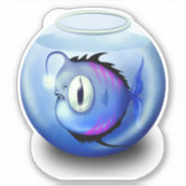Angler vis aquarium vis schaal schattig blauw wit sticker (Voorkant)