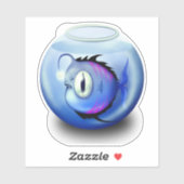 Angler vis aquarium vis schaal schattig blauw wit sticker (Vel)