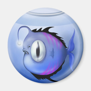Angler vis aquarium vissenkom schattig blauw magneet