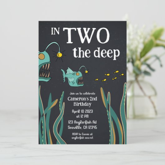 Anglerfish Deep Zee Ocean Tweede Verjaardag Kaart (Staand voorkant)