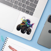 Anglerfish Monster Truck Sticker (Laptop met iPhone)