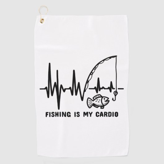 Angler's Pulse - Vist Mijn Cardio-T-shirt Golfhanddoek (Voorkant)
