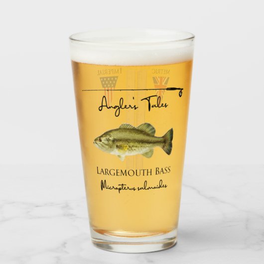 Angler's Tales Pint Glass beroemd gemaakt door Lar Glas (Voorkant gevuld)