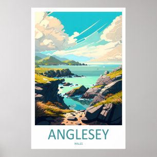 Anglesey Wales Reisposter Vintage Ski Nationaal Poster