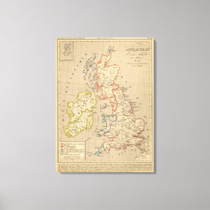 Angleterre, Ecosse, Irlande et Man en 1100 Canvas Afdruk