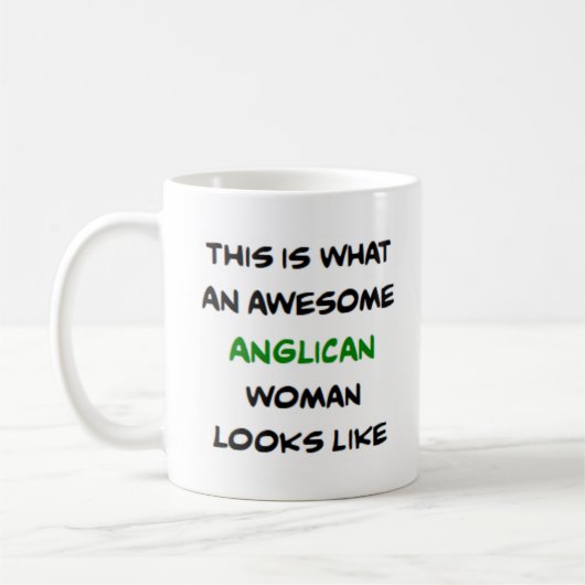 anglicaanse vrouw, geweldig koffiemok (Links)