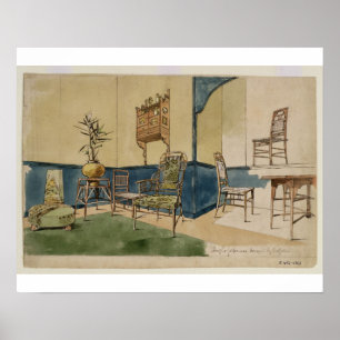 Anglo-Japanse Design, c.1860 (pen en zwarte inkt & Poster