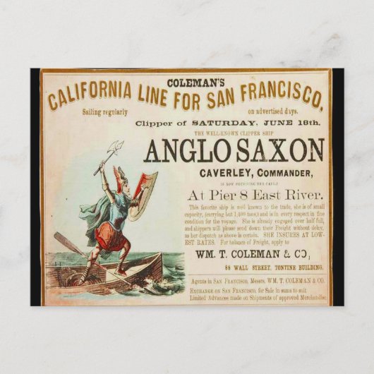 Anglo Saxon Clipper zeilschip Briefkaart (Voorkant)