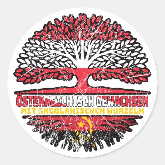 Angola Angolanisch Österreichisch Österreich Baum Ronde Sticker (Voorkant)