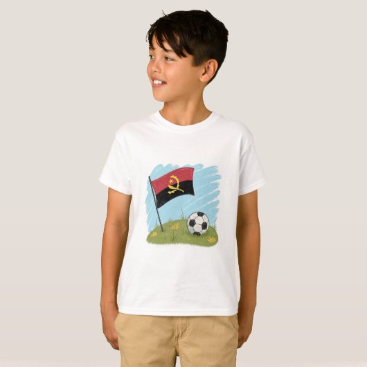 Angola flag and soccer ball t-shirt (Voorkant volledig)
