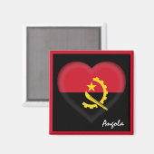 Angola flag & Angolan Heart, Africa foliday/Sport Magneet (Voorkant / Achterkant)