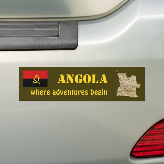 Angola Flag + Map Bumpersticker (Op auto)