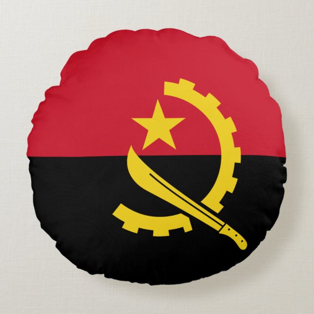 Angola Flag Rond Kussen (Voorkant)